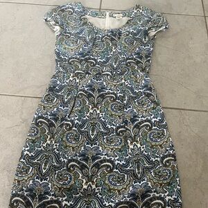 J. Crew Blue and Green Paisley Midi Dress